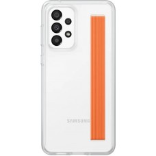 Coque Samsung Galaxy A33 5G - Samsung Slim Strap Cover - Coque fine avec attache grip orange - Transparent