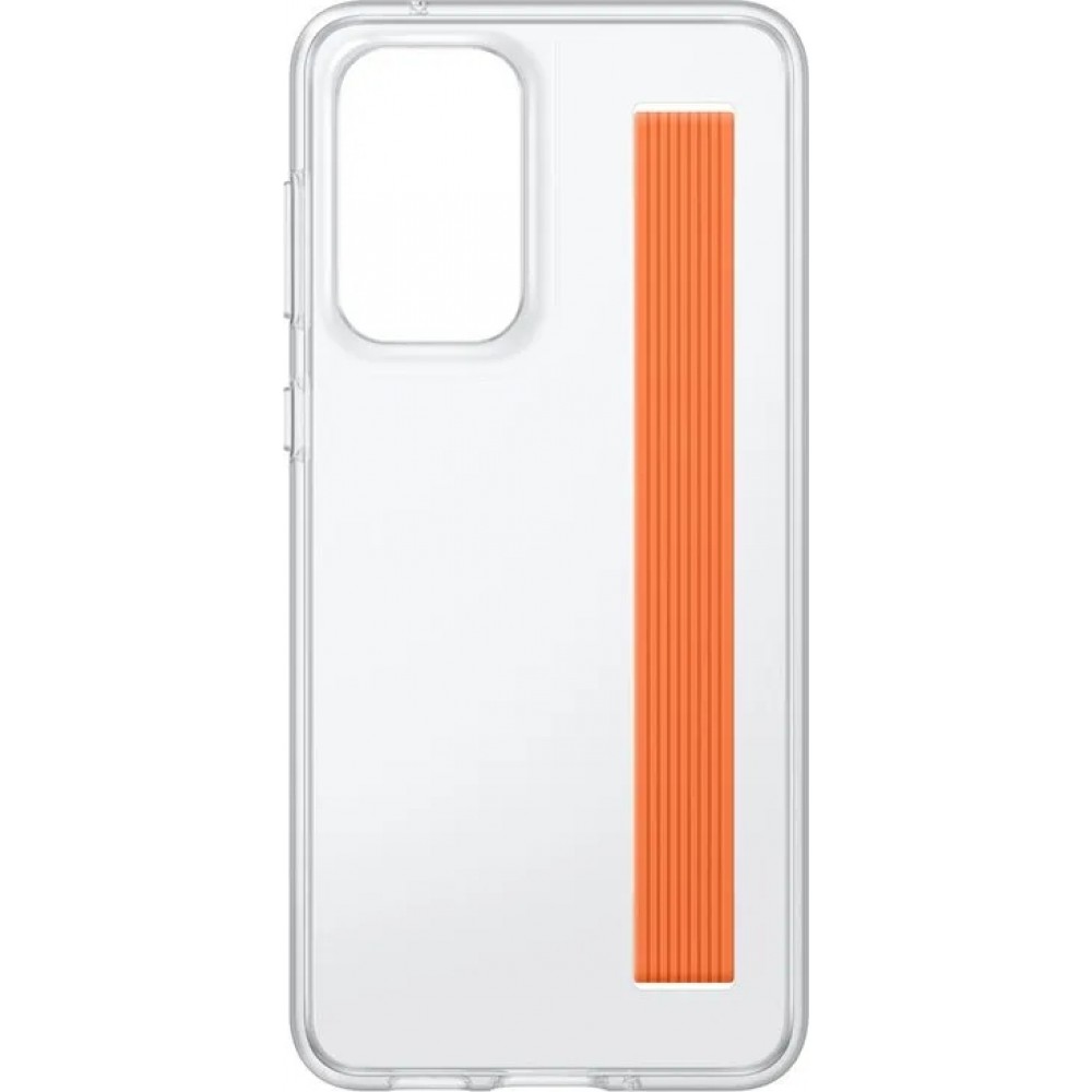 Coque Samsung Galaxy A33 5G - Samsung Slim Strap Cover - Coque fine avec attache grip orange - Transparent