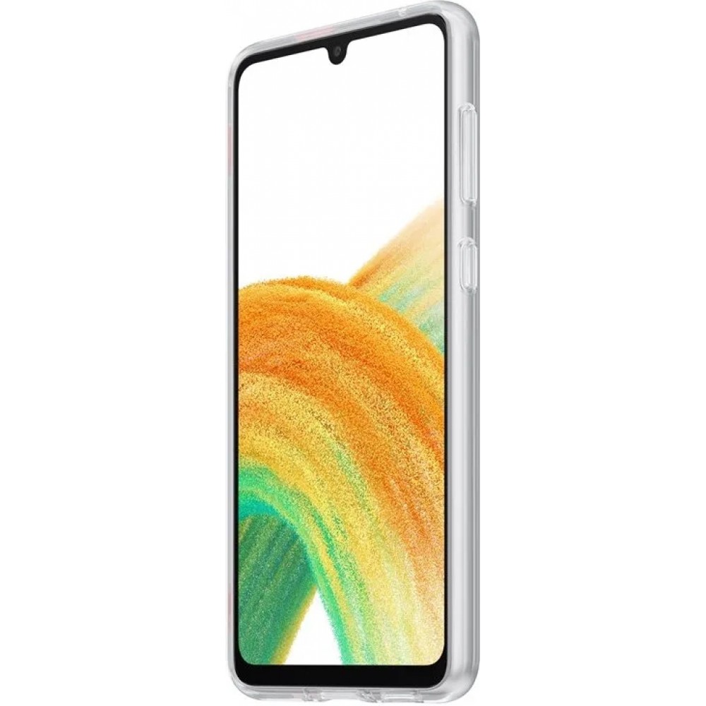 Coque Samsung Galaxy A33 5G - Samsung Slim Strap Cover - Coque fine avec attache grip orange - Transparent