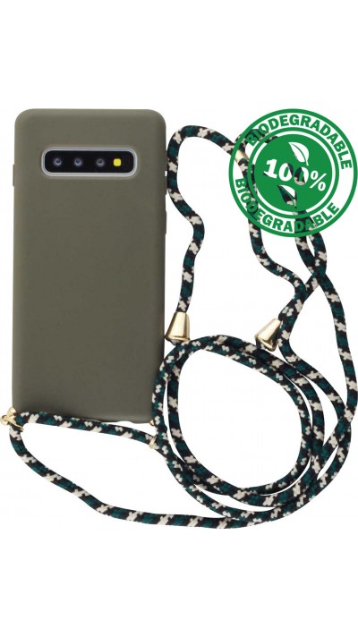 Hülle Samsung Galaxy S10 - Bio Eco-Friendly Vegan mit Handykette Necklace - Dunkelgrün