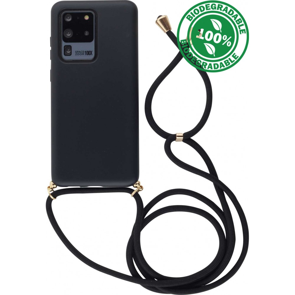 Hülle Samsung Galaxy S20 Ultra - Bio Eco-Friendly Vegan mit Handykette Necklace - Schwarz