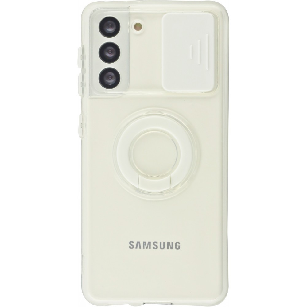 Hülle Samsung Galaxy S22+ - mit Kamera-Slider und Ring - Weiss