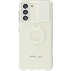 Hülle Samsung Galaxy S22+ - mit Kamera-Slider und Ring - Weiss