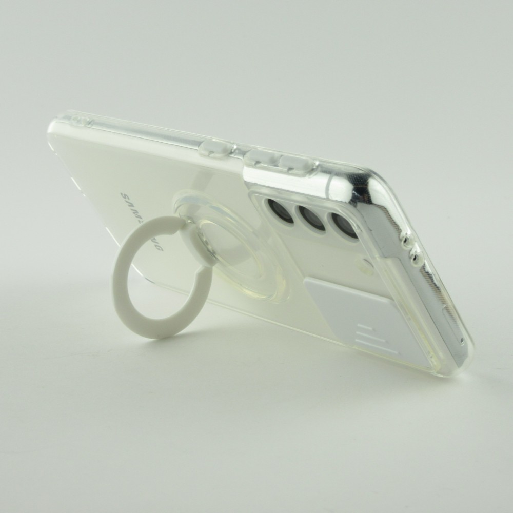 Hülle Samsung Galaxy S22+ - mit Kamera-Slider und Ring - Weiss