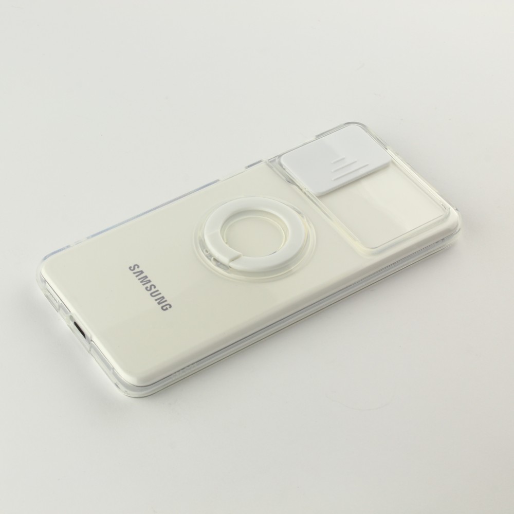 Hülle Samsung Galaxy S22+ - mit Kamera-Slider und Ring - Weiss