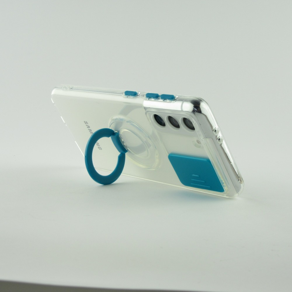 Hülle Samsung Galaxy S23+ - mit Kamera-Slider und Ring blau
