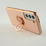 Hülle Samsung Galaxy S25 - Gummi Bronze mit Ring - Rosa