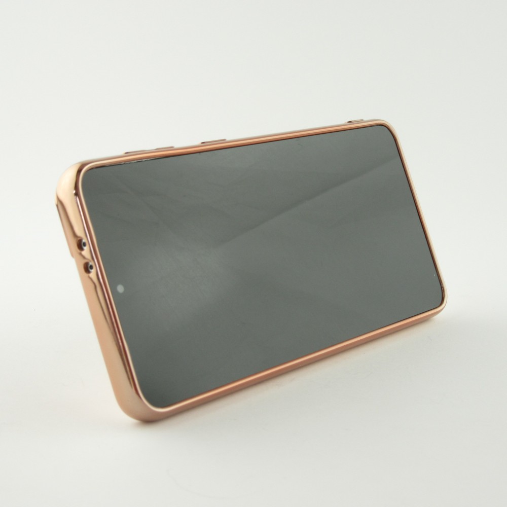 Hülle Samsung Galaxy S25 - Gummi Bronze mit Ring - Rosa
