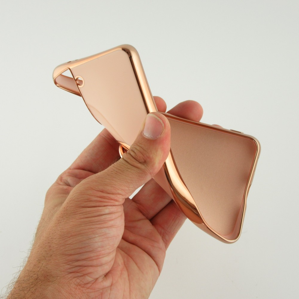 Hülle Samsung Galaxy S25 - Gummi Bronze mit Ring - Rosa