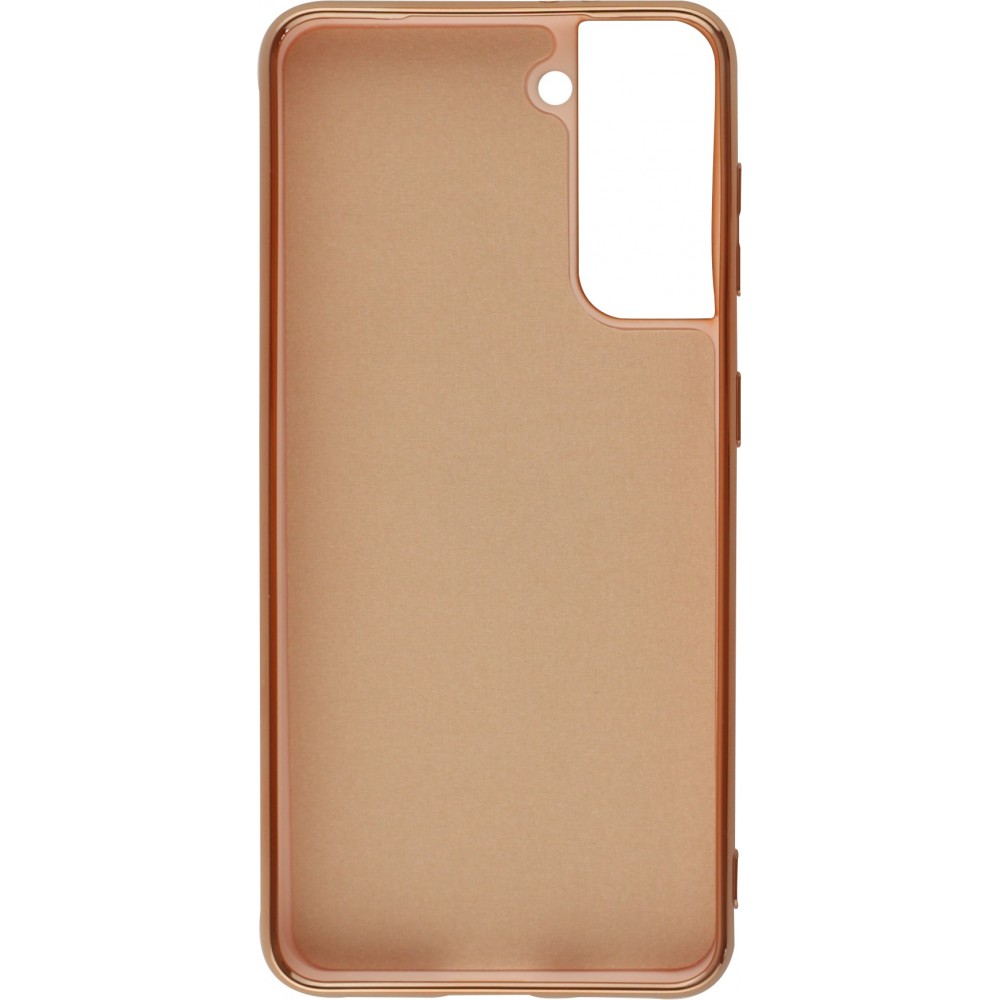 Hülle Samsung Galaxy S25 - Gummi Bronze mit Ring - Rosa
