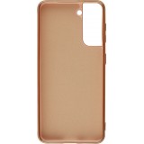 Hülle Samsung Galaxy S25 - Gummi Bronze mit Ring - Rosa