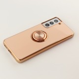 Hülle Samsung Galaxy S25 - Gummi Bronze mit Ring - Rosa