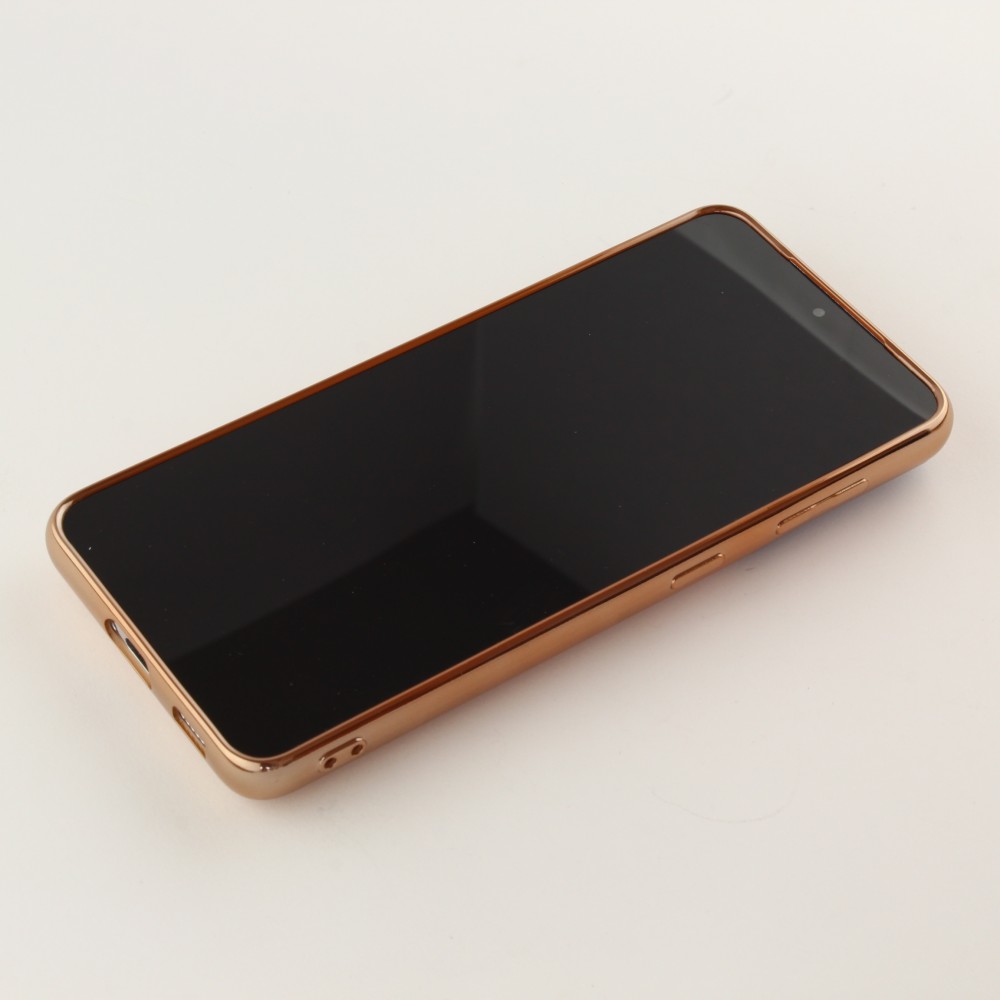 Hülle Samsung Galaxy S25 - Gummi Bronze mit Ring - Rosa