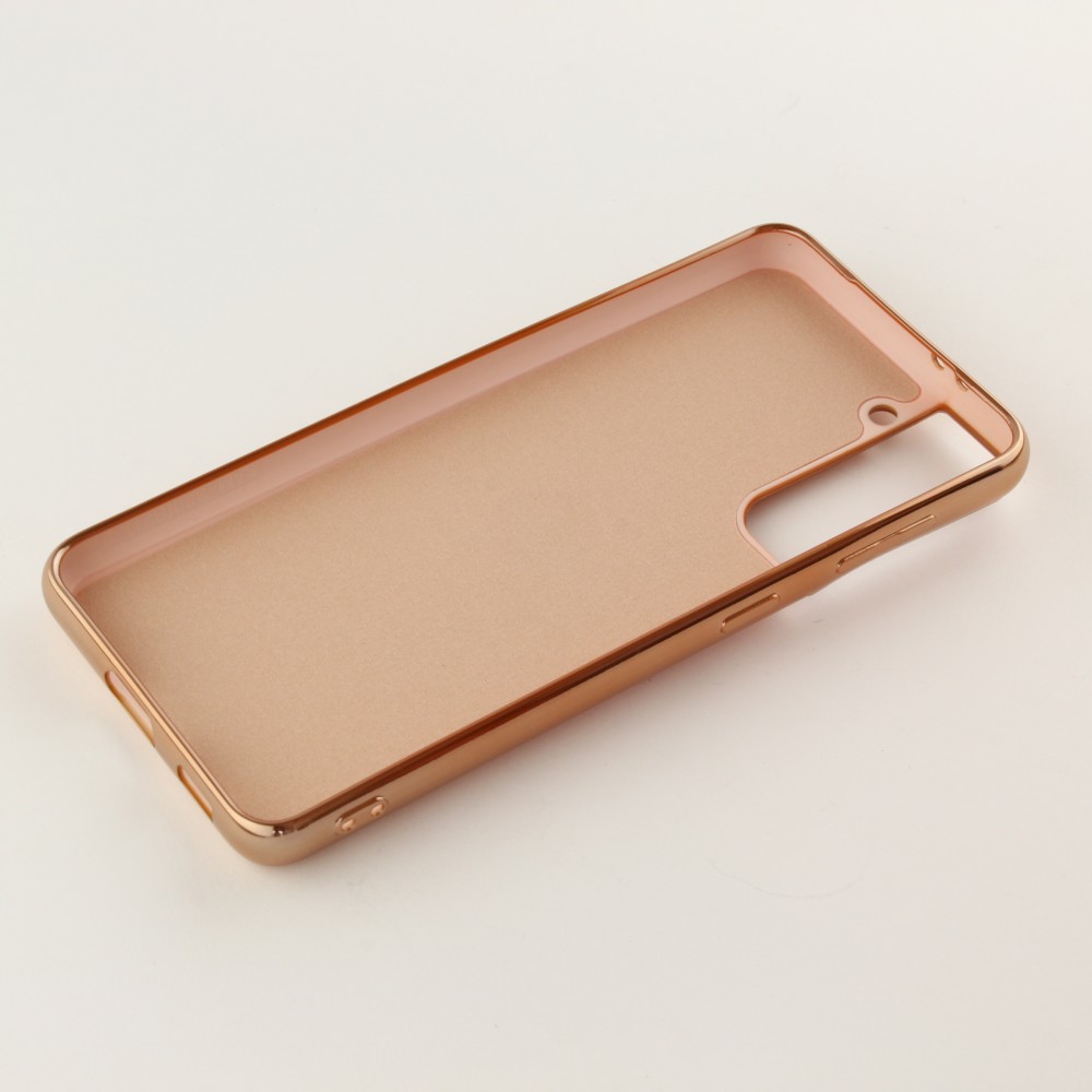 Hülle Samsung Galaxy S25 - Gummi Bronze mit Ring - Rosa
