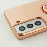 Hülle Samsung Galaxy S25 - Gummi Bronze mit Ring - Rosa