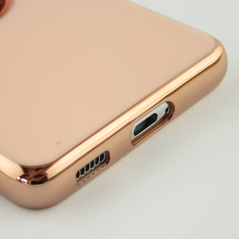 Hülle Samsung Galaxy S25 - Gummi Bronze mit Ring - Rosa