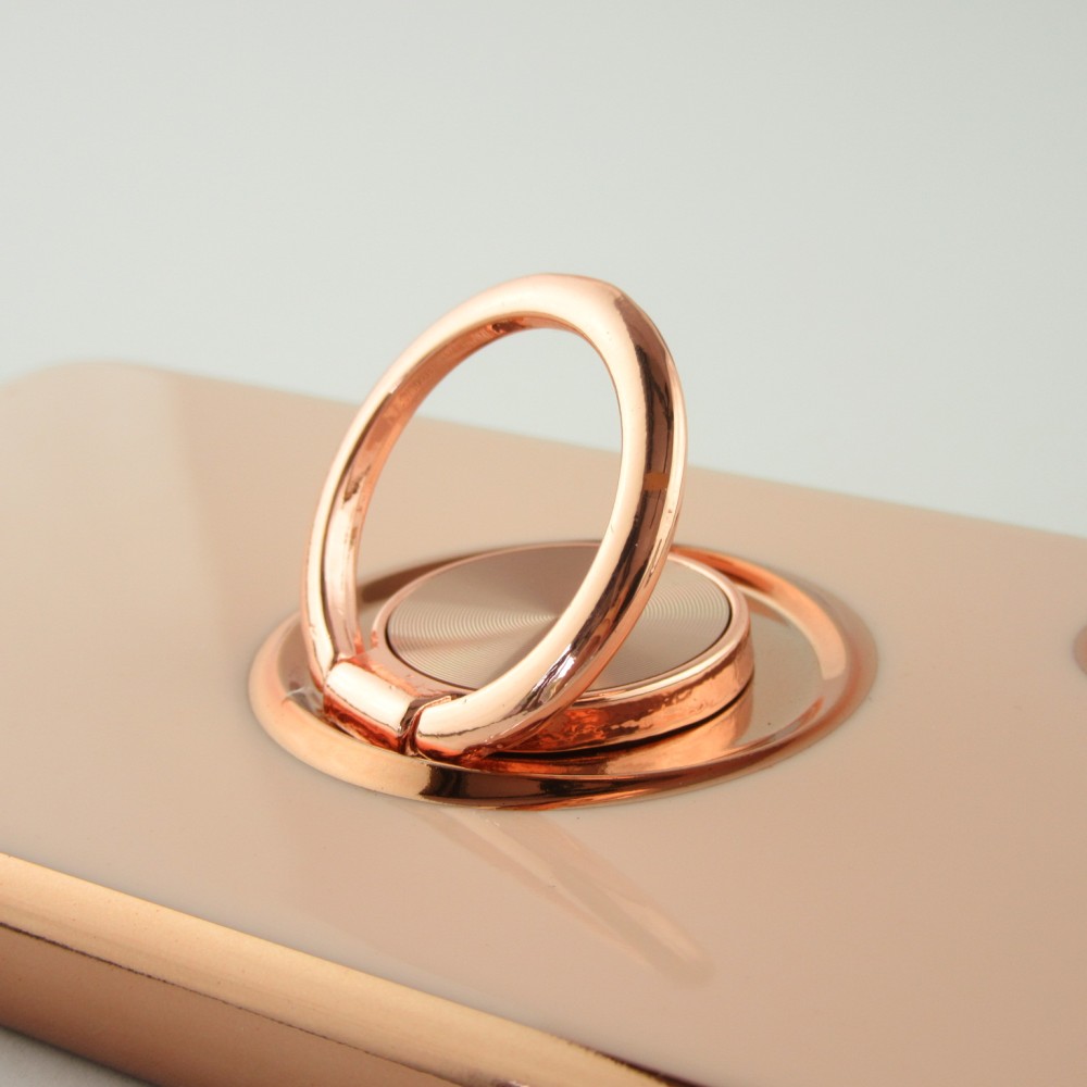 Hülle Samsung Galaxy S25 - Gummi Bronze mit Ring - Rosa