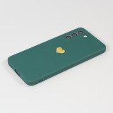 Samsung Galaxy S20 FE 5G Case Hülle - Silikon Mat Herz gold - Dunkelgrün