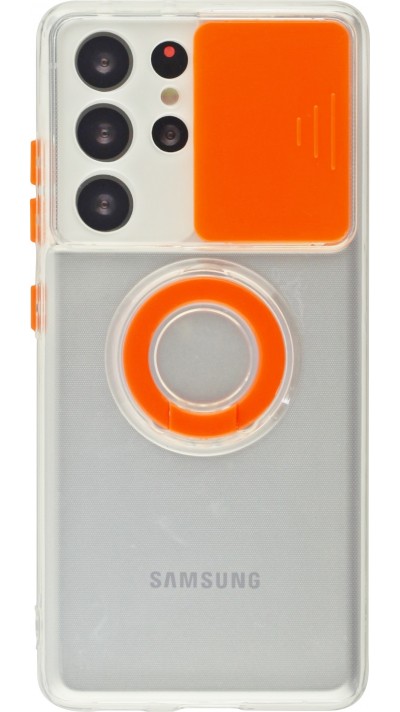 Hülle Samsung Galaxy S22 Ultra - mit Kamera-Slider und Ring - Orange