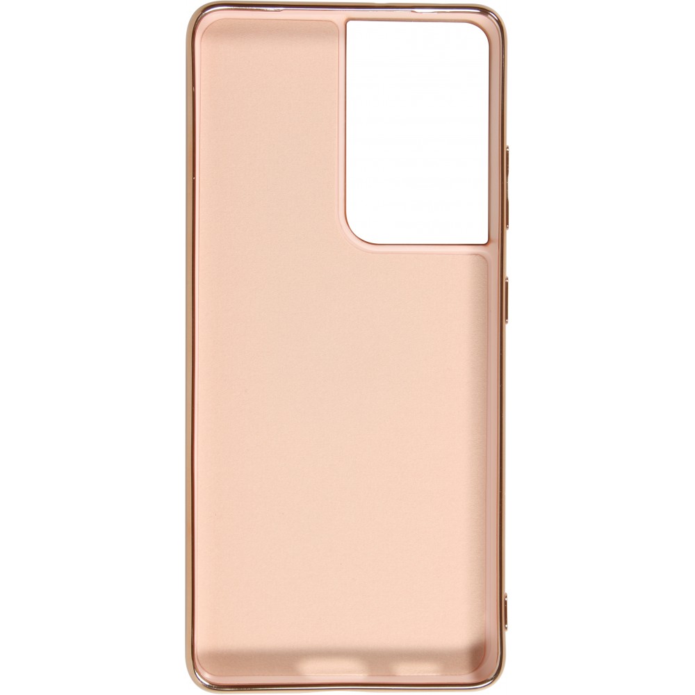 Hülle Samsung Galaxy S21 Ultra 5G - Gummi Bronze mit Ring - Rosa