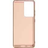 Hülle Samsung Galaxy S21 Ultra 5G - Gummi Bronze mit Ring - Rosa