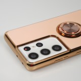 Hülle Samsung Galaxy S21 Ultra 5G - Gummi Bronze mit Ring - Rosa