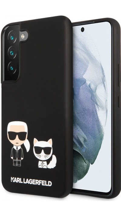 Samsung Galaxy S22+ Case Hülle - Karl Lagerfeld und Choupette Soft-Touch-Silikon - Schwarz