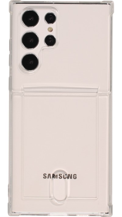 Galaxy S22 Ultra Case Hülle - Gummi Bumper Kartenhalter - Transparent