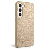 Samsung Galaxy S23 Case Hülle - Guess Gold Glitter mit goldenem Metalllogo - Gold