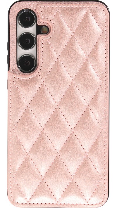Galaxy S24+ Case H&uuml;lle - Silikon case mit Kunstleder Oberfl&auml;che und aufklappbarem Portemonnaie - Rosa
