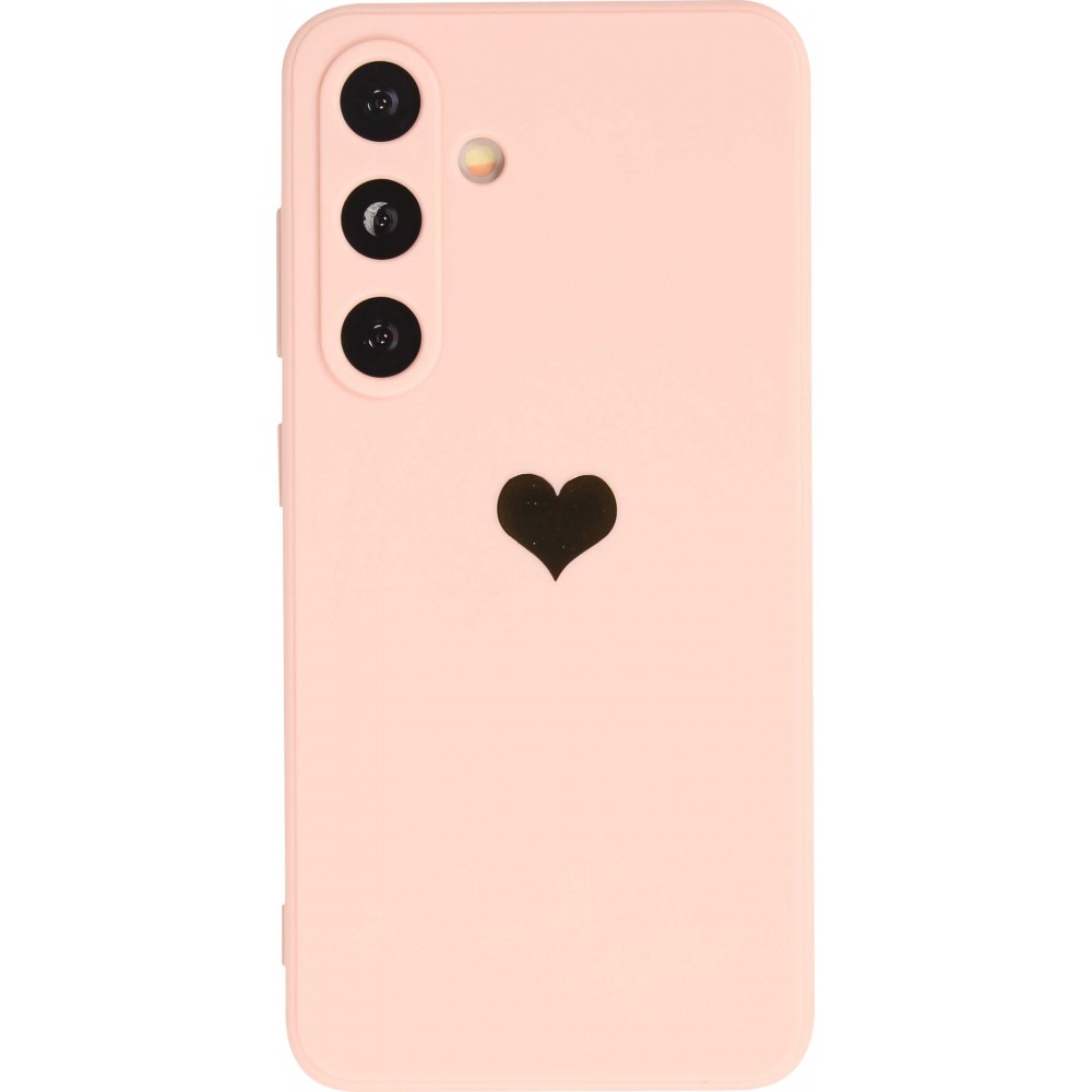 Samsung Galaxy S24+ Case Hülle - Silikon Mat Herz gold - Rosa