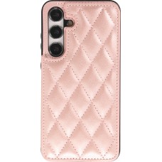 Galaxy S24 Case H&uuml;lle - Silikon case mit Kunstleder Oberfl&auml;che und aufklappbarem Portemonnaie - Rosa