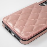 Galaxy S24 Case H&uuml;lle - Silikon case mit Kunstleder Oberfl&auml;che und aufklappbarem Portemonnaie - Rosa