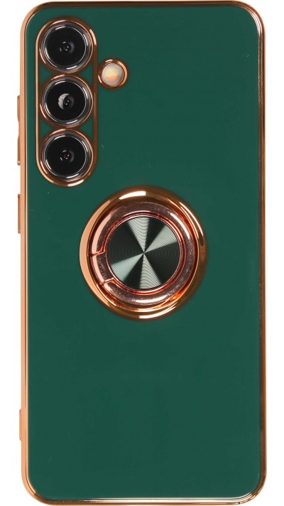 Hülle Samsung Galaxy S25+ - Gummi Bronze mit Ring - Dunkelgrün