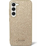 Galaxy S24 Case Hülle - Guess Gold Paillettes mit goldenem Metall-Logo - Gold