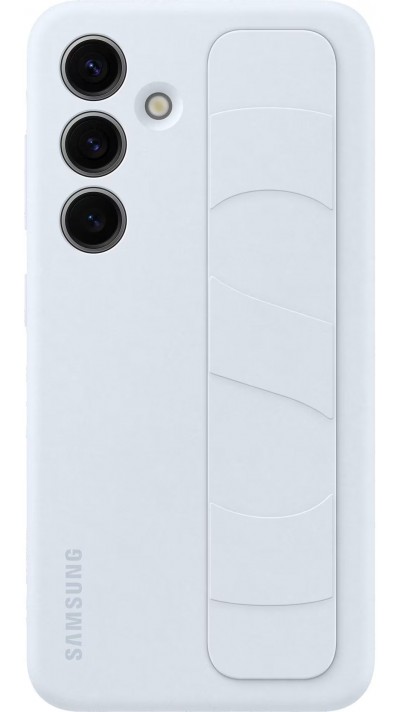 Coque Samsung Galaxy S24+ - Samsung officielle en silicone soft touch avec support amovible intégré - Bleu clair