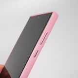 Galaxy S24 Ultra Case H&uuml;lle - Vollst&auml;ndig genarbtes Luxuskalbsleder mit Metallkn&ouml;pfen und MagSafe - Rosa