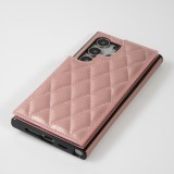Galaxy S24 Ultra Case H&uuml;lle - Silikon case mit Kunstleder Oberfl&auml;che und aufklappbarem Portemonnaie - Rosa