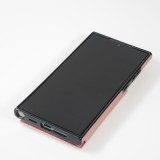Galaxy S24 Ultra Case H&uuml;lle - Silikon case mit Kunstleder Oberfl&auml;che und aufklappbarem Portemonnaie - Rosa