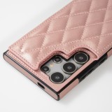 Galaxy S24 Ultra Case H&uuml;lle - Silikon case mit Kunstleder Oberfl&auml;che und aufklappbarem Portemonnaie - Rosa