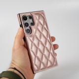 Galaxy S24 Ultra Case H&uuml;lle - Silikon case mit Kunstleder Oberfl&auml;che und aufklappbarem Portemonnaie - Rosa