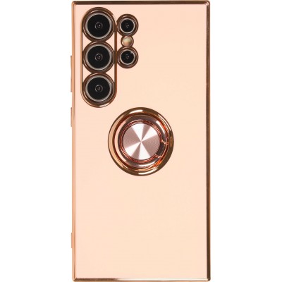 Hülle Samsung Galaxy S25 Ultra - Gummi Bronze mit Ring - Rosa