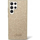 Galaxy S24 Ultra Case Hülle - Guess Gold Paillettes mit goldenem Metall-Logo - Gold