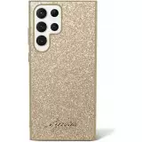 Galaxy S24 Ultra Case H&uuml;lle - Guess Gold Paillettes mit goldenem Metall-Logo - Gold