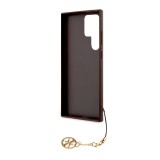 Samsung Galaxy S23 Ultra Case Hülle - Guess Leinwand Kunstleder Monogramm goldenen Metall-Logo mit Charm Anhänger - Braun