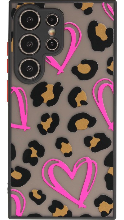 Galaxy S24 Ultra Case Hülle - Semi Transparent blurry Design Rosa Herz