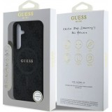 Samsung Galaxy S25 Case Hülle - Guess Monogramm Kunstleder mit integriertem MagSafe und goldenem Logo - Schwarz