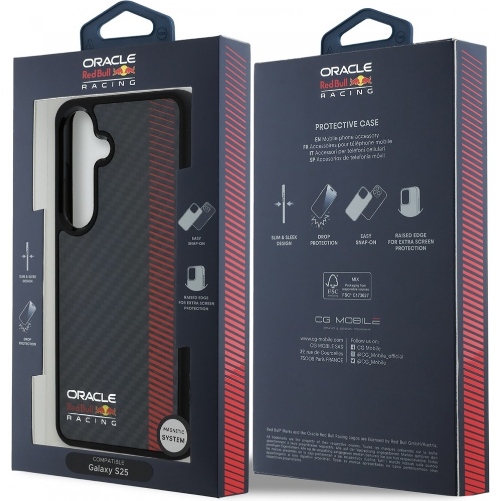 Galaxy S25 Case Hülle - Red Bull Racing Carbon Powerbar MagSafe - Schwarz