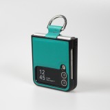 Galaxy Z Flip4 Case Hülle - Leder Design mit Haltering - Blau