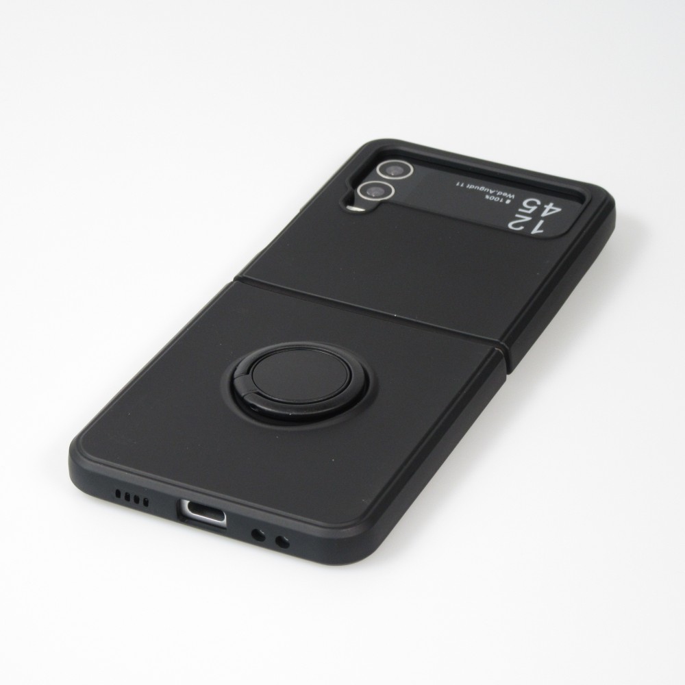 Coque Samsung Galaxy Z Flip4 - Soft Touch avec anneau - Noir